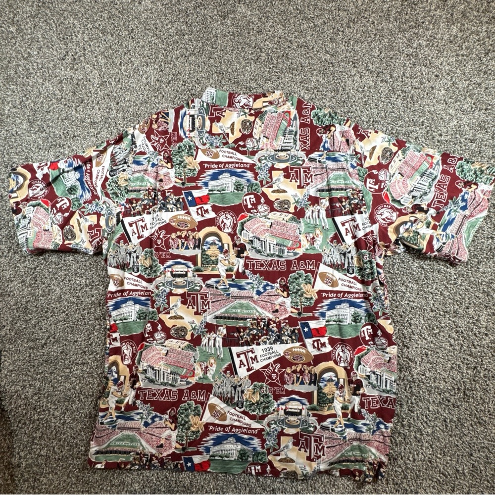 VTG Reyn Spooner XXL Texas A&M Aggies Hawaiian/All Over Print SS Button Up Shirt - Picture 3 of 7